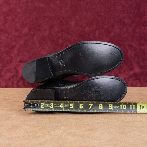 Frye Women Melissa Button Zip Black Leather Equestrian Riding Knee Boots sz 8.5 - Picture 6 of 10